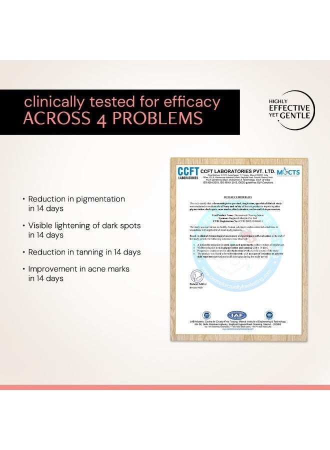 Deconstruct 5% Niacinamide Serum + 2% Alpha Arbutin Clearing Serum| Clinically Tested| Reduces Dark Spots, Pigmentation, Acne Marks & Tanning |4-in-1 Multi-Benefit |Non-Irritating | 10ml - Image 5